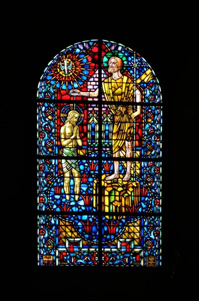 Sviçre Chur Şehir Merkezi Kilise Içi Kilise Penceresinde Hıristiyan Motifleri — Stok fotoğraf