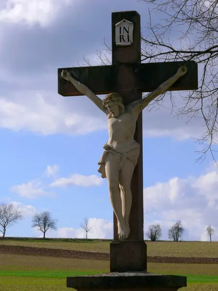 Crucifix Field Landscape Background View — Stock Photo, Image