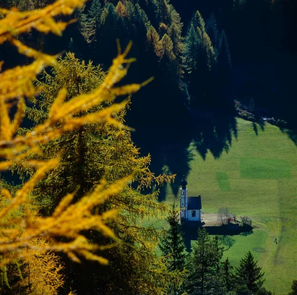 Autumn Little Church Johann Villntal Italy South Tyrol Dolomites — Stock Photo, Image