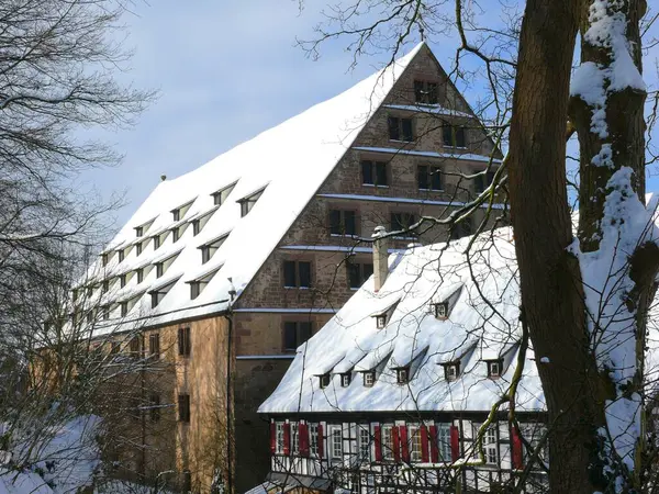 Kloster Gård Maulbronn Kloster Med Snö Vintern — Stockfoto