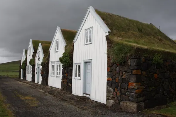 Grass Sod Houses Laxarvirkjun Islanda — Foto Stock
