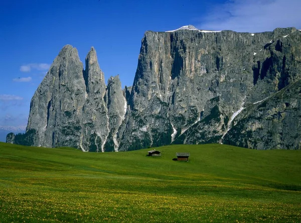 Alpe Siusiから見た景色 見慣れたブルゴースト ユーリンジャーとサントナーピーク ドロミイト 南チロル イタリア ヨーロッパ — ストック写真