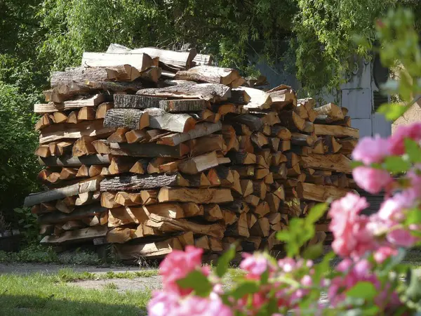 Firewood Frente Casa — Fotografia de Stock