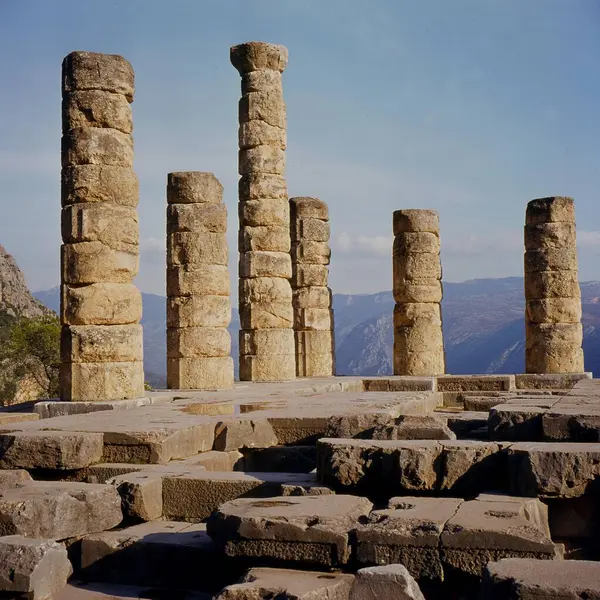 阿波罗神庙 德尔斐的阿波罗神庙 世界文化遗产 Unesco Gr希腊 阿波罗神殿 德尔斐阿波罗神殿 世界文化遗产 — 图库照片