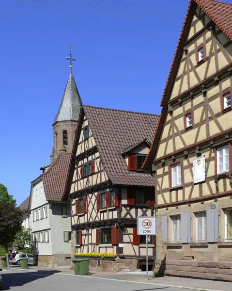 Ημιξύλινα Σπίτια Εκκλησία Στο Maulbronn Schmie Baden Wrttemberg — Φωτογραφία Αρχείου