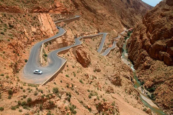 Winding Pass Road Desfiladeiro Dades Alto Atlas Marrocos — Fotografia de Stock