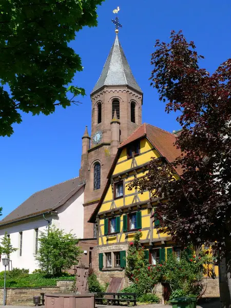 Kirche Schmie Maulbronn Baden Württemberg Fachwerkhäuser — Stockfoto