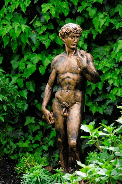 Figura Adam Nel Giardino Giardino Rose Bronzo Oberderdingen — Foto Stock