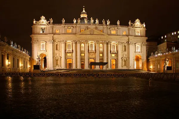 Peter Basilica Peter Square Evening Christmas Cot Cathedral Papal See — Stock Photo, Image