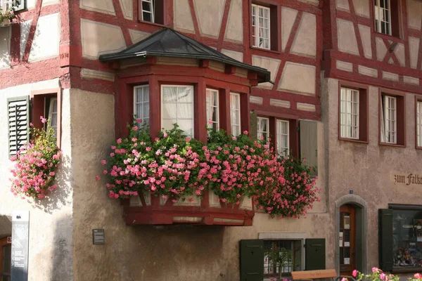 House Bay Window Stein Rhein Switzerland Europe — Stock Photo, Image