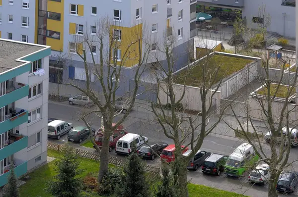 Karlsruhe Durlach Apartment Block Car Parking Cars — Stock Photo, Image
