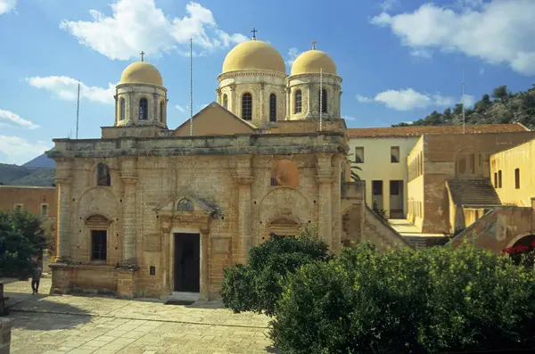 Klasztor Agia Triada Półwysep Akrotiri Kreta Grecja Europa — Zdjęcie stockowe