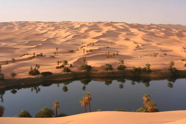 Der See Maa Den Sanddünen Von Ubari Libyen Afrika — Stockfoto