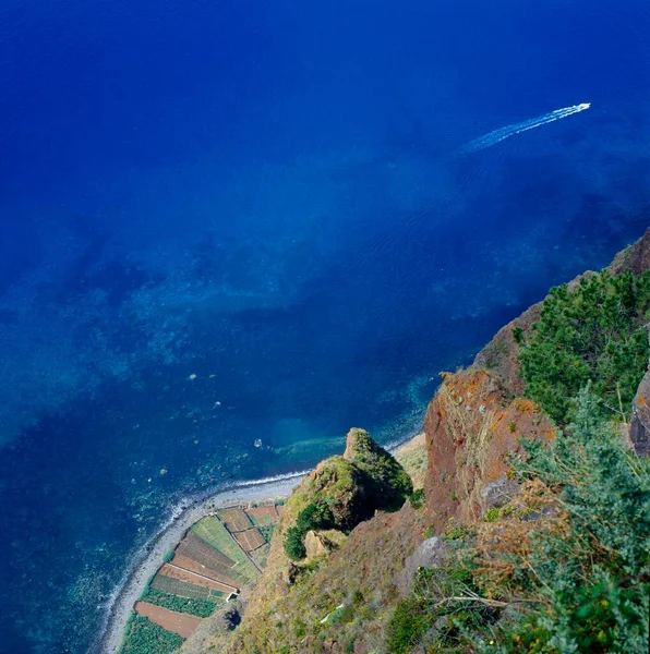 Vista Bassa Cabo Girao Dei Campi Sulla Costa Meridionale Oceano — Foto Stock