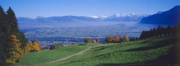 Wattenwil Grbetal Sullo Sfondo Alpi Bernesi Canton Berna Svizzera Europa — Foto Stock