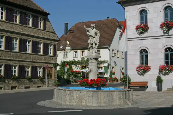 Sommerach Village Centre Vinotheque Village Fountain Bavaria Germany Europe — Stock Photo, Image