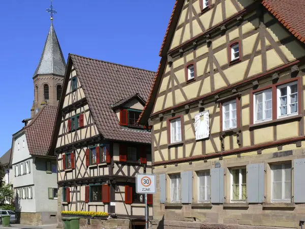 Church Schmie Maulbronn Baden Wrttemberg Németország Félig Fából Készült Házak — Stock Fotó