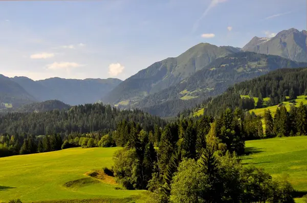 Swiss Jalur Kereta Api Thusis Matterhorn Gotthard Kereta Api Eropa — Stok Foto