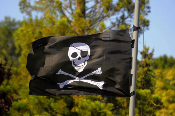 Black Flag Jolly Roger — Stock Photo, Image
