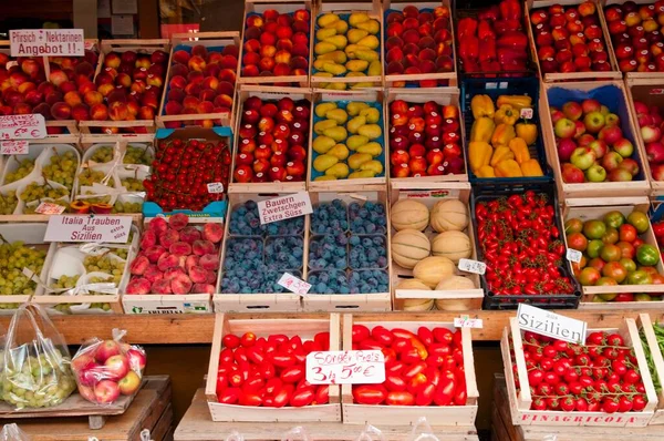 Barraca Frutas Legumes Uma Banca Mercado Italiano — Fotografia de Stock