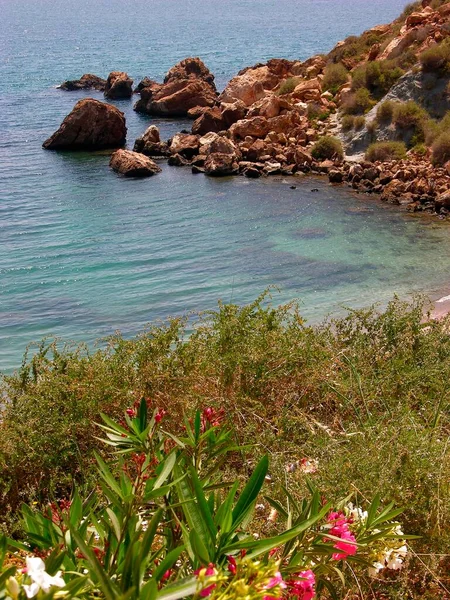 ロッキー海岸 ビーチ カルタヘナ近くの岩の海岸 コスタ カリダ スペイン ヨーロッパ — ストック写真
