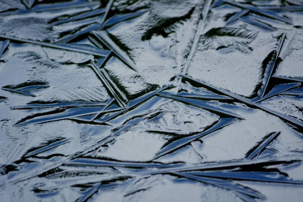 Frozen Garden Pond Winter Ice Structures Ice Formations — Stock Photo, Image