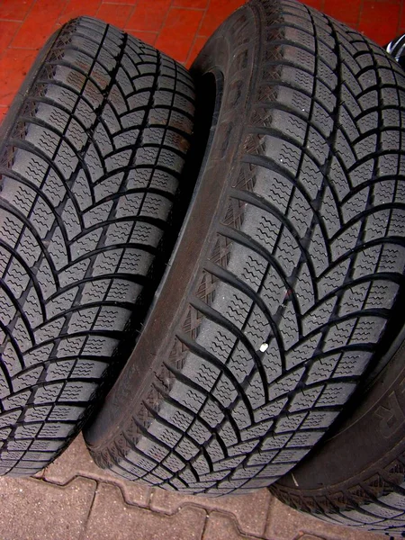Car tyres, profile close up
