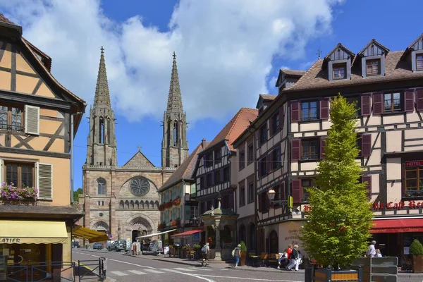 Fransa Alsace Obernai Şehir Merkezi Eski Şehir Peter Paul Kilisesi — Stok fotoğraf