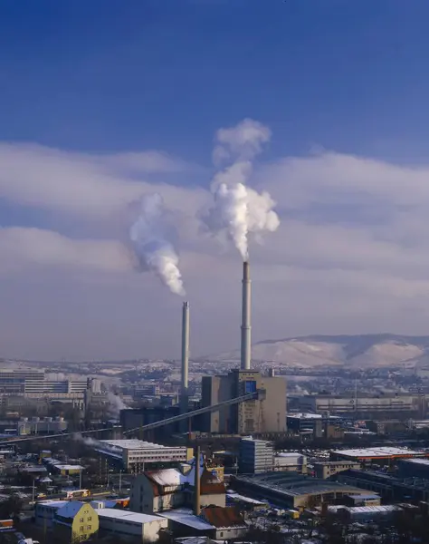 Stuttgart Gaisburg Blockheizkraftwerk Kondensationskraftwerk Dampfkraftwerk Zur Konventionellen Stromerzeugung Aus Fossilen — Stockfoto
