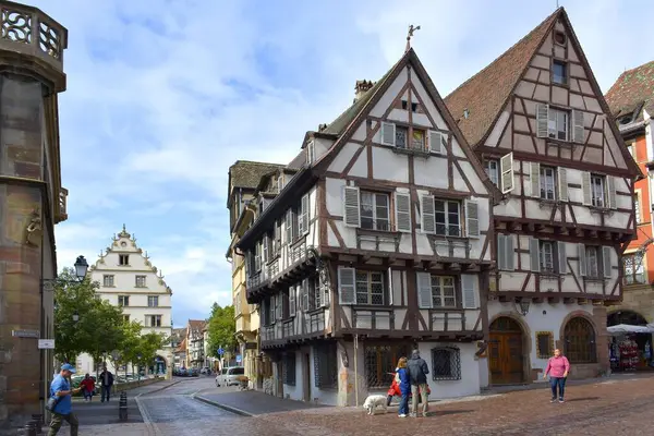 Fransa Alsace Colmar Şehir Merkezi Eski Kasaba Yarı Keresteli Evler — Stok fotoğraf