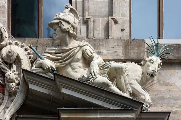 Sculpture Julius Caesar Panther Horns Old Town Hall 1616 Nuremberg — Stock Photo, Image