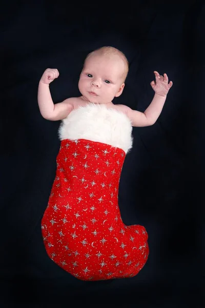 Infant Child Christmas Sock — Stock Photo, Image