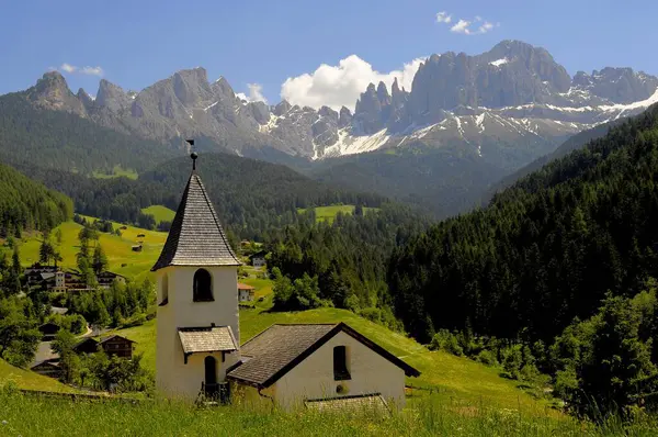 South Tyrol Vajolet Towers Tiers Direction Catinaccio Church Chapel — Stock Photo, Image
