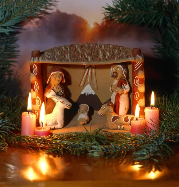 Peruvian Cradle Figure Birth Jesus Christ Christmas Time Advent Peruvian — Stock Photo, Image