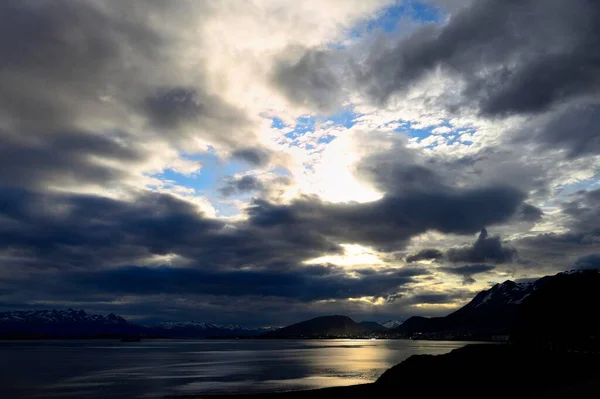Evening Mood Clouds Beagle Channel Ushuaia Back Tierra Del Fuego — Stock Photo, Image