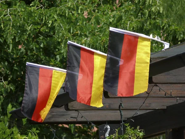 Německo Vlajky Okně Německo Vlajky — Stock fotografie