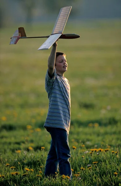 Boy Playing Aeroplane — Stock Photo, Image