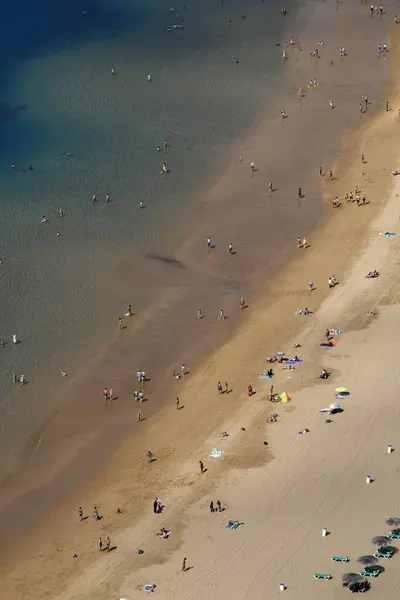 Vista Aérea Nadadores Amplia Playa Arena Playa Las Teresitas San — Foto de Stock