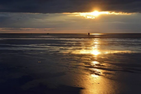 Sunset Mud Flats Beach Norddorf Amrum North Frisian Island North — Stock Photo, Image