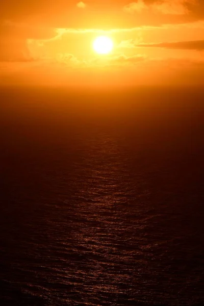 Pôr Sol Vermelho Sobre Mar Atlântico Tenerife Ilhas Canárias Espanha — Fotografia de Stock