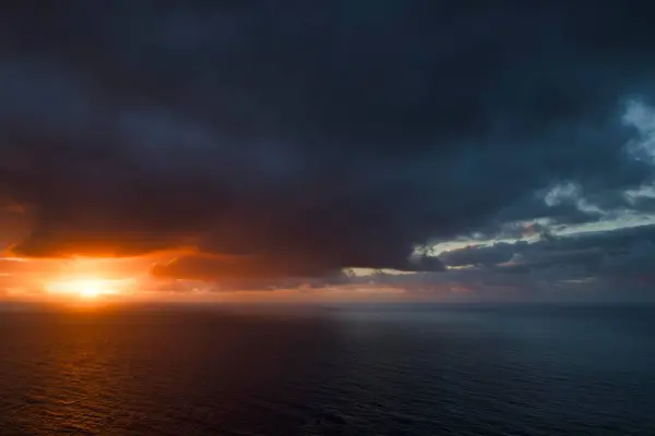 Céu Sombrio Dramático Pôr Sol Atlântico Tenerife Ilhas Canárias Espanha — Fotografia de Stock