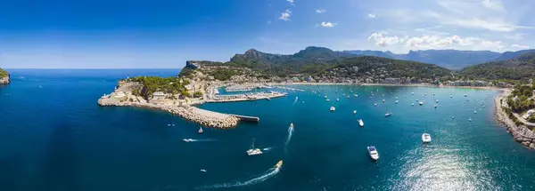 Zeezicht Baai Natuurlijke Haven Port Sller Serra Tramuntana Majorca Balearen — Stockfoto