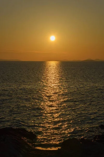 Solnedgång Nära Primosten Dalmatien Kroatien Europa — Stockfoto