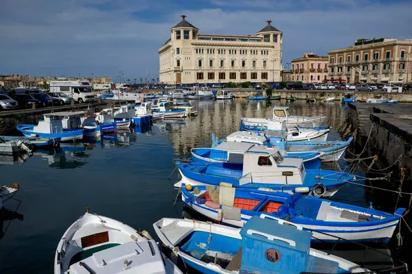 Fishing Boats Port Syracuse Province Syracuse Sicily Italy Europe — Stock Photo, Image