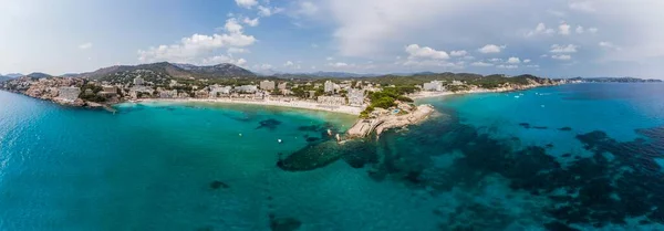 stock image Drones image, hotels and beaches near Peguera and Cala Fornels, Costa de la Calma, region Calvia, Majorca, Balearic Islands, Spain, Europe