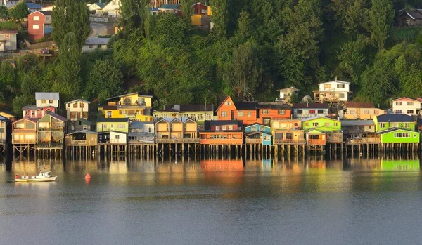 Stilt Houses Called Palafitos Morning Light Castro Island Chilo Chile — Stock Photo, Image