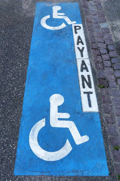 Signs Asphalt Parking People Disabilities Alsace France Europe — Stock Photo, Image