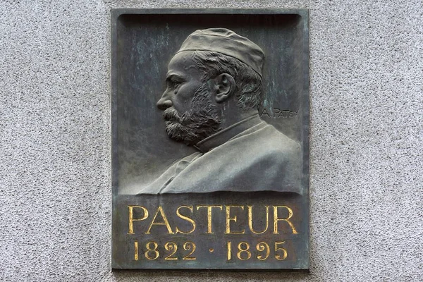 Αναμνηστική Πλάκα Ανάγλυφο Του Λουίς Παστέρ 1822 1895 Μικροβιολόγου Φυσικού — Φωτογραφία Αρχείου