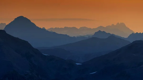 Morning Atmosphere Staggered Mountain Ranges Dawn Upper Engadine Diavolezza Eastern — Stock Photo, Image