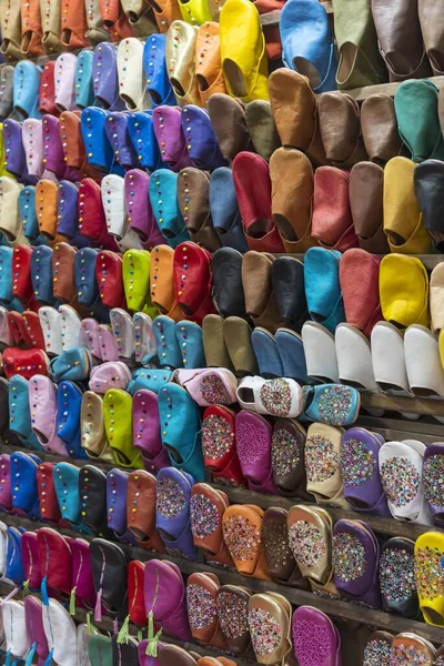 Traditional Moroccan Slippers Babouches Display Marrakech Markets Marrakech Morocco Africa — Stock Photo, Image